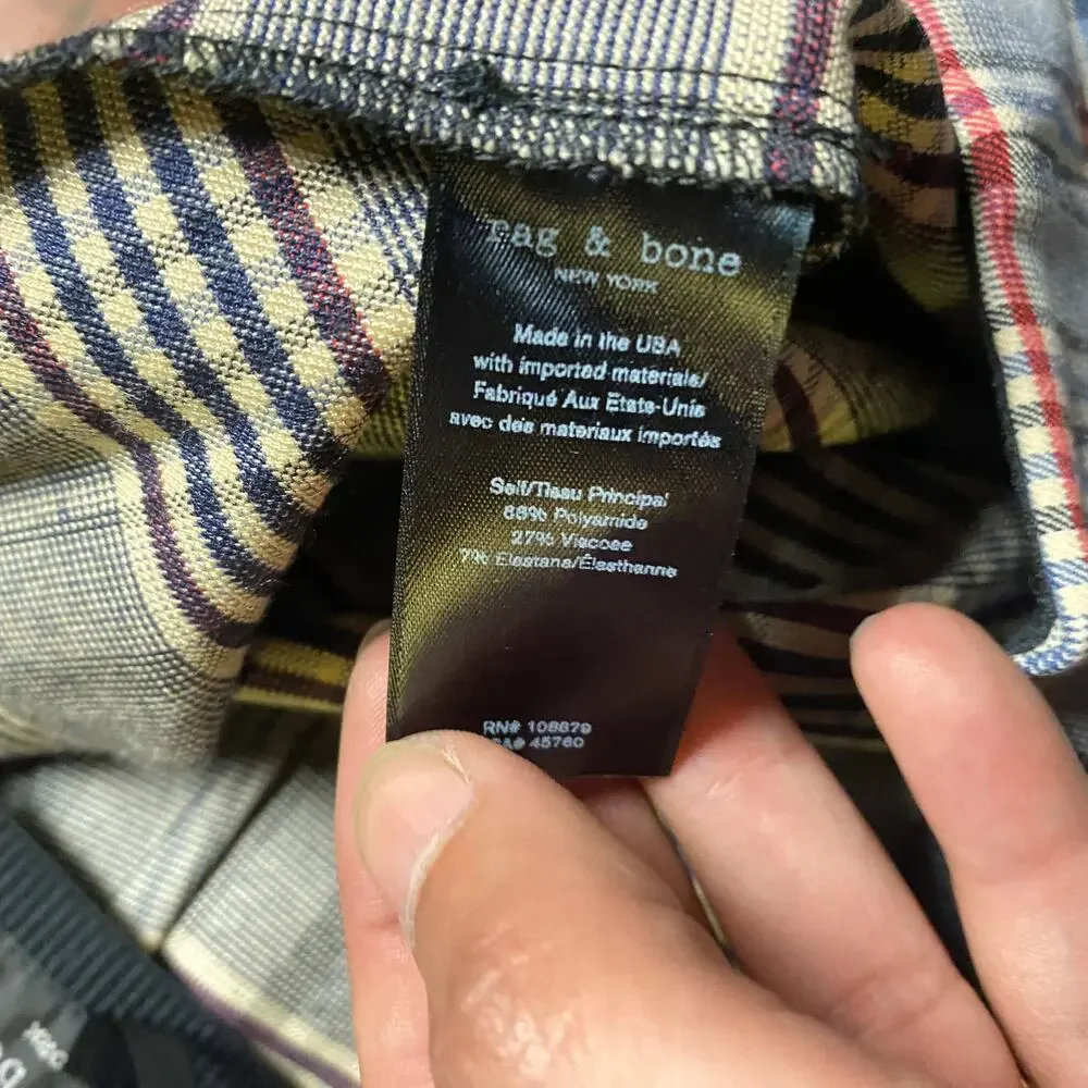 Rag & Bone Simone Checked Plaid Woven Stretch Skinny Pants Women's Size 2